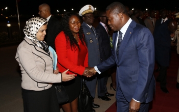 S.E. Faure GNASSINGBE et Mme Pakponèdong ALI-TILOH, Premier Secrétaire de l'Ambassade du Togo au Maroc