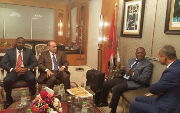 Accueil du Ministre Payadowa BOUKPESSI au Salon Royal de l'aéroport international de Rabat par Monsieur Koudjo ADANOU, chargé d'affaires de l'ambassade et les Autorités Marocaines - mardi 25 juillet 2017.
