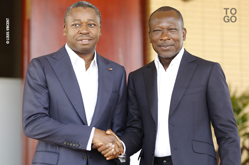  Faure Gnassingbé (G) et Patrice Talon en mars 2016 à Lomé 