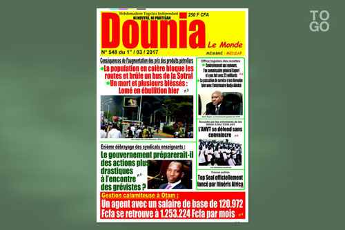  La une de Dounia mercredi 